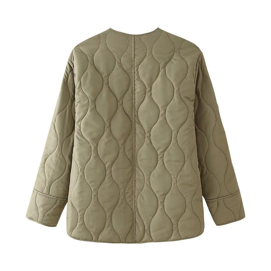 Damen gesteppte Übergangsjacke mit seitlichen Taschen und elegantem Schnitt EB