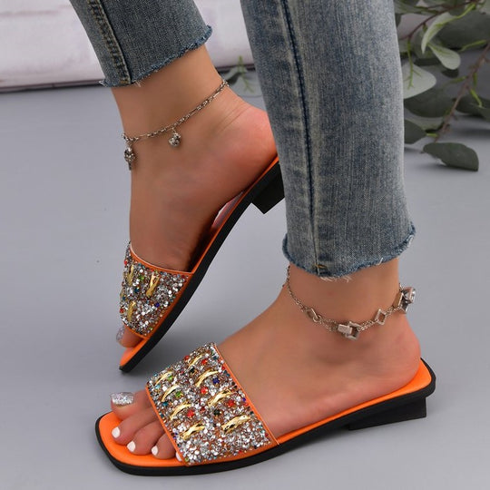 Damen Glamouröse Slides mit funkelnden Akzenten EB