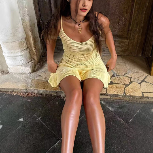 Damen Häkelkleid mit rüschendem Saum EB