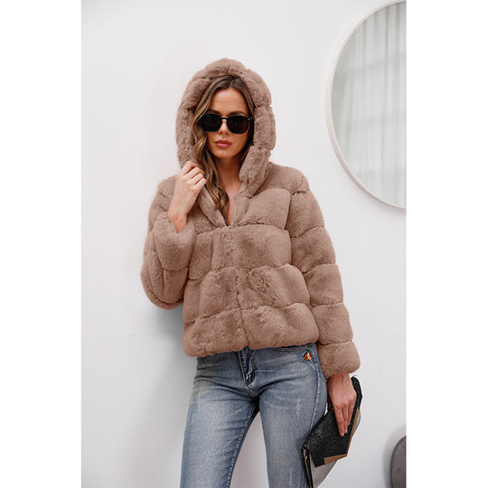 Damen weiche Fleecejacke mit Kapuze EB