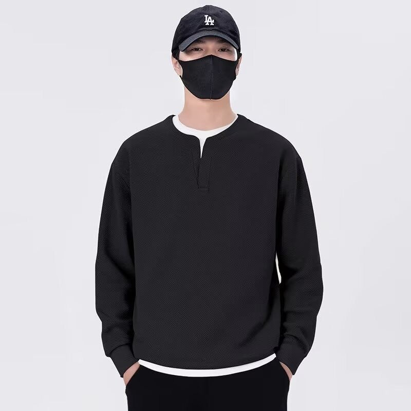 Herren lässiger Sweatshirt mit modernem Stehkragen und hochwertiger Textur EB