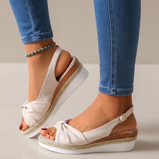 Damen Wedge-Sandaletten mit elegantem Knoten-Design EB