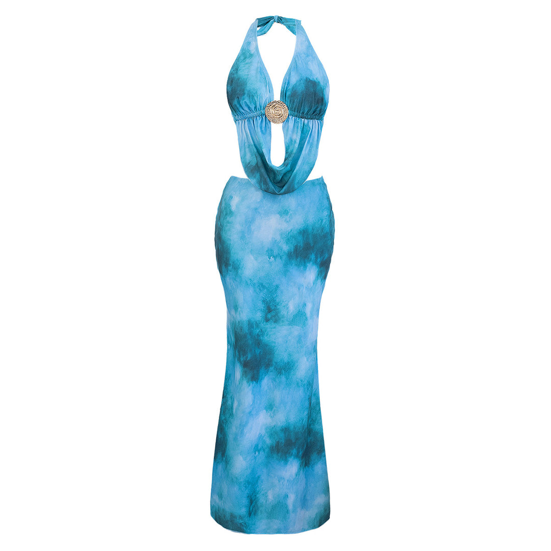 Damen Elegantes Strandkleid mit tiefem Rückenausschnitt EB