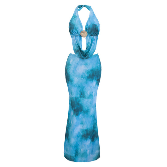Damen Elegantes Strandkleid mit tiefem Rückenausschnitt EB