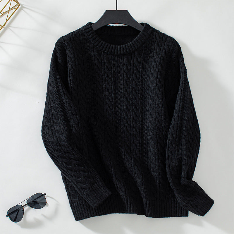 Damen Strickpullover mit Zopfmuster und hohen Bündchen EB