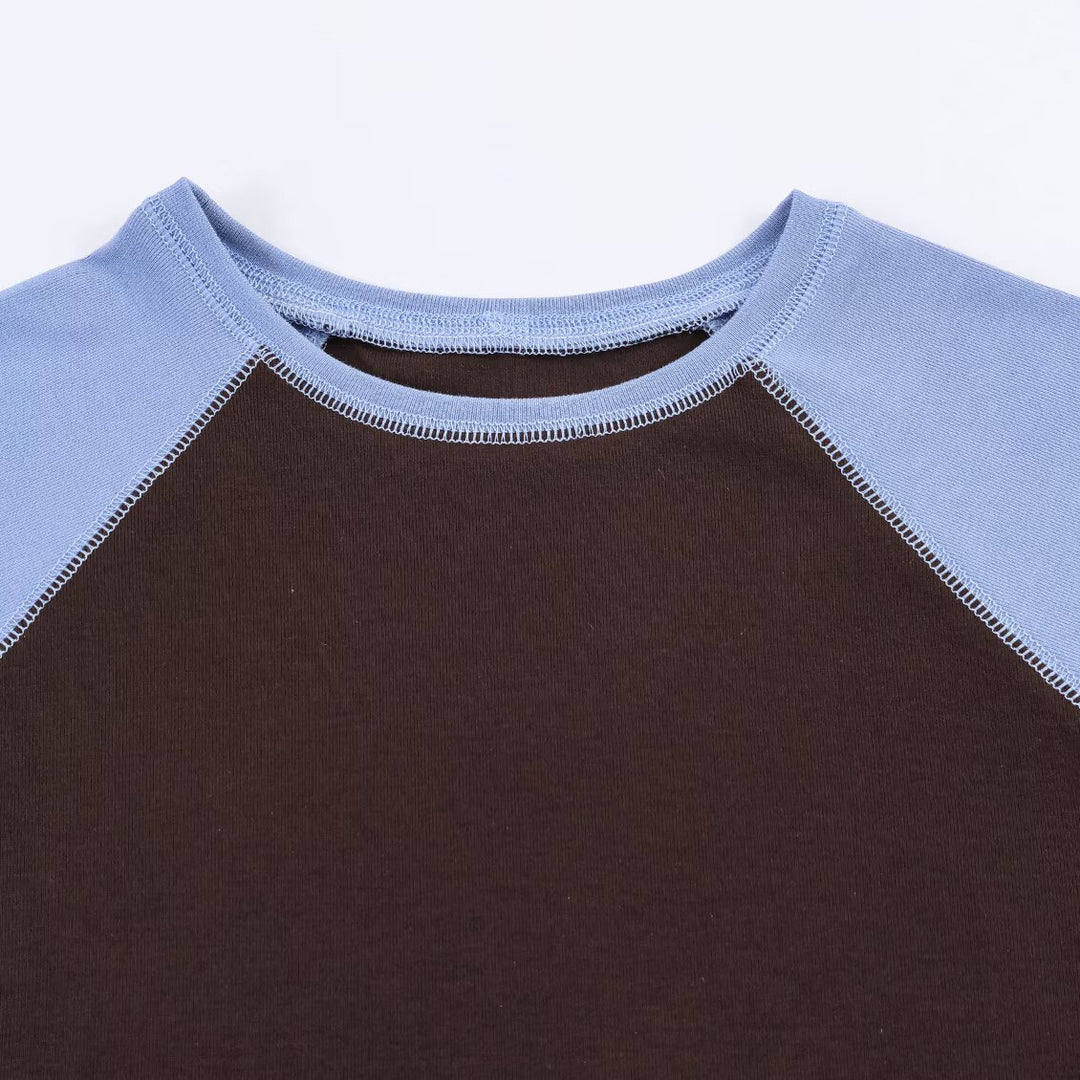 Damen Sportliches T-Shirt mit Kontrastärmeln und lässigem Schnitt EB
