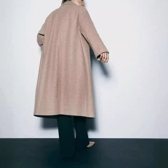 Damen trendiger Wollmantel mit doppelter Knopfreihe und elegantem Schnitt EB