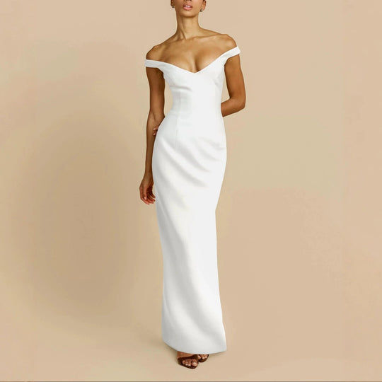 Damen Schlichtes Off-Shoulder-Maxikleid EB