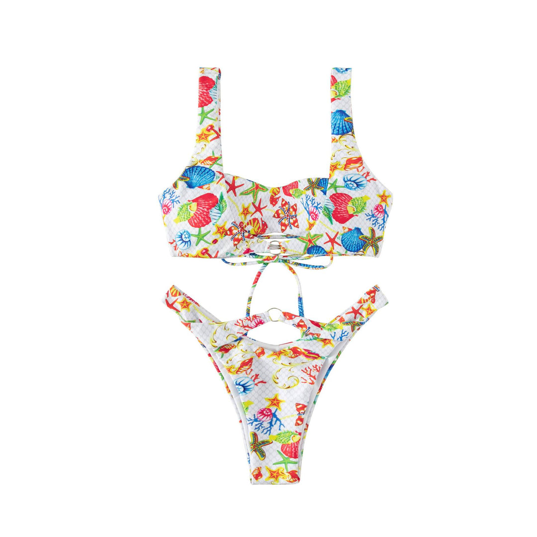 Damen Bikini mit floralem Design und verstellbaren Trägern EB