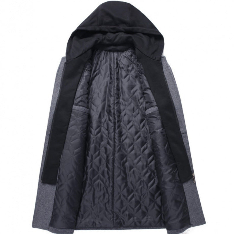 Damen modische Longjacke mit abnehmbarer Kapuze und trendigem Innenfutter EB