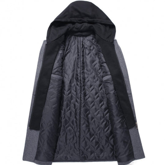 Damen modische Longjacke mit abnehmbarer Kapuze und trendigem Innenfutter EB