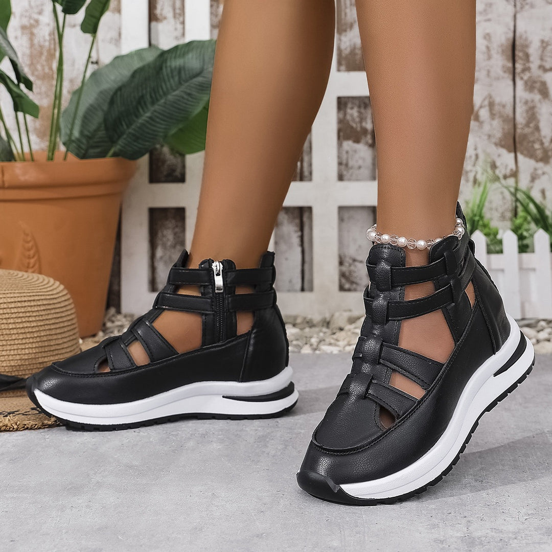 Damen Sportliche Plateausandalen mit verstellbarem Riemendesign EB