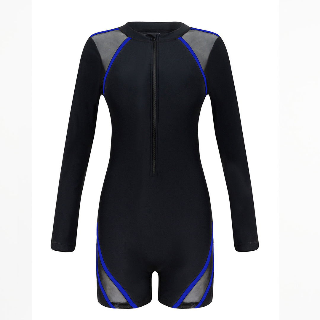 Damen Sportlicher Langarm-Schwimmanzug mit atmungsaktiven Netz Einsätzen EB