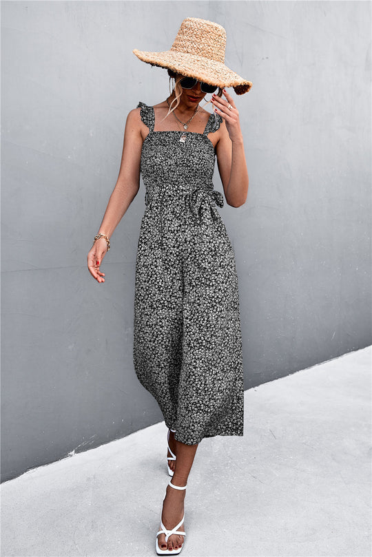 Damen Jumpsuit mit taillierten Trägern und floralem Muster EB