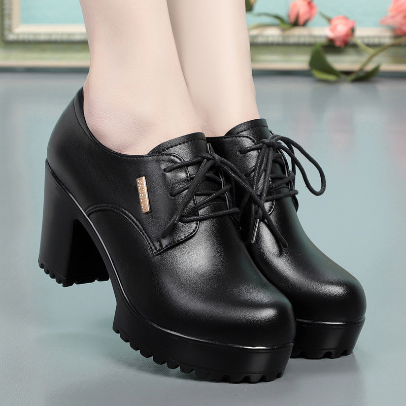 Damen elegante Schnürschuhe mit bequemen Blockabsatz und stylishem Design EB