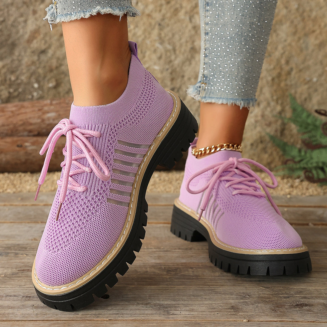 Damen Atmungsaktive Schnürschuhe mit stabiler Profilsohle EB