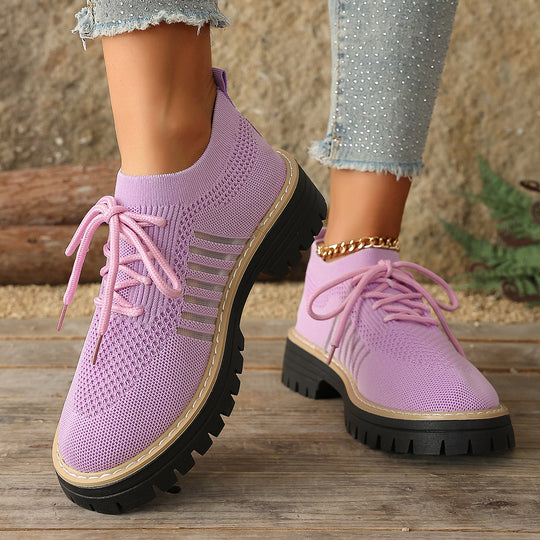 Damen Atmungsaktive Schnürschuhe mit stabiler Profilsohle EB