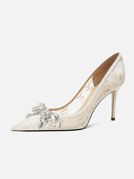 Damen elegante Pumps mit luxuriösem Strass-Detail EB