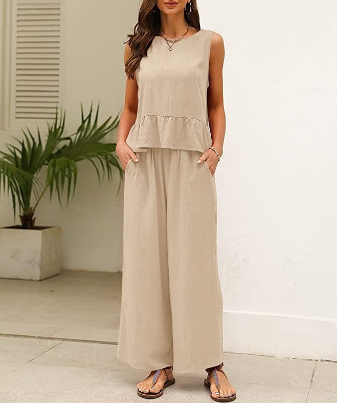 Damen luftiges Jumpsuit mit Rüschensaum EB