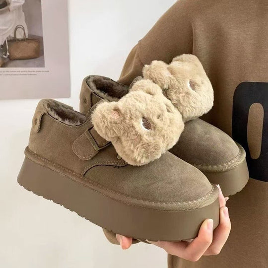 Damen Bequeme Clogs mit plüschiger Dekoration EB