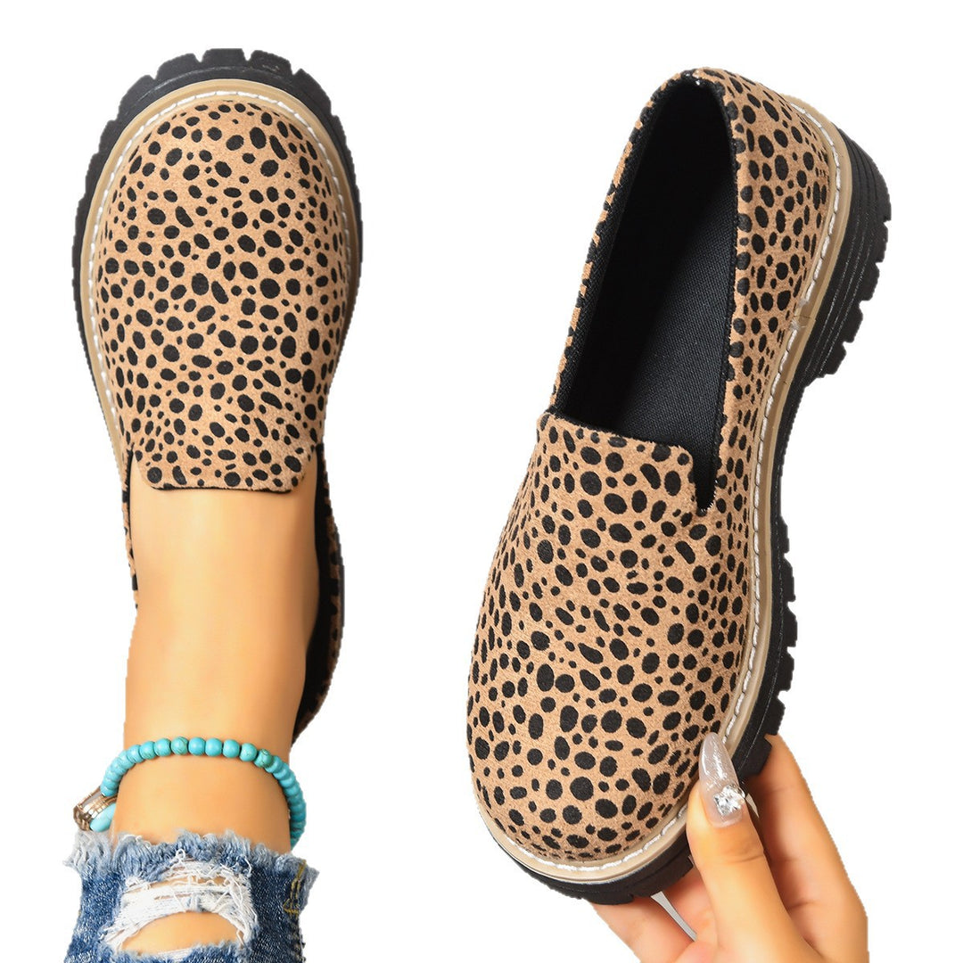 Damen Komfortable Mokassins im tierischen Design mit rutschfester Gummisohle EB