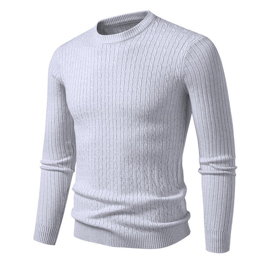 Herren modischer Strickpullover mit strukturiertem Zopfdesign EB