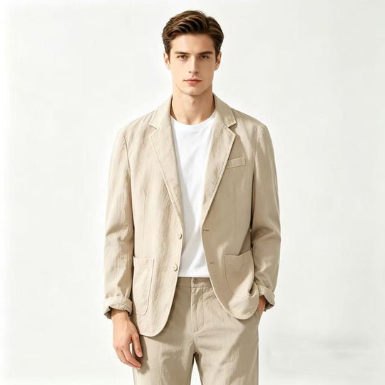 Herren nan leichter Leinenblazer mit modernem Slim-Fit Schnitt EB