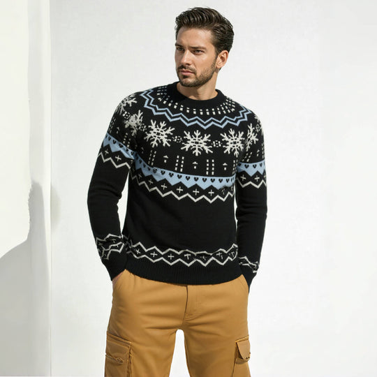 Herren Strickpullover mit winterlichem Muster EB
