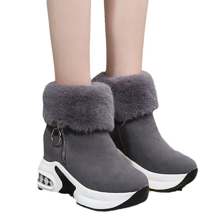 Damen Komfortable Sneaker-Stiefel mit trendigem Leopardenmuster und kuscheligem Kragen EB