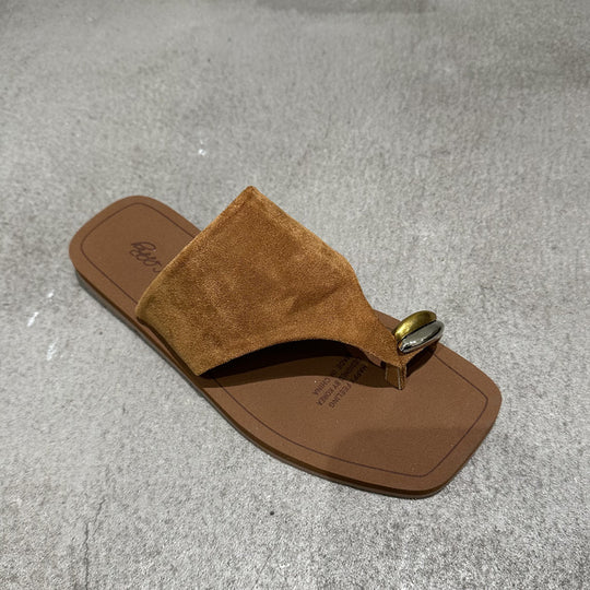 Damen Zehentrenner-Sandalen mit modischem Riemendesign und edlem Akzent EB