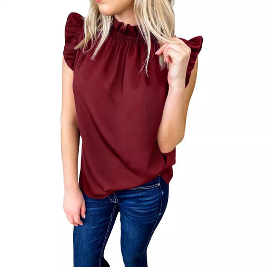 Damen elegante Bluse mit Rüschendetails EB