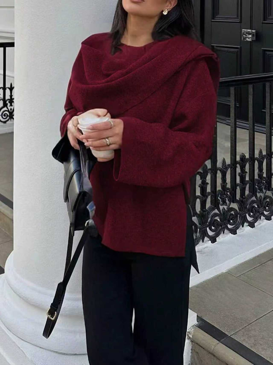 Damen Wickeljacke mit lässigem Schnitt und hochgeschlossenem Design EB