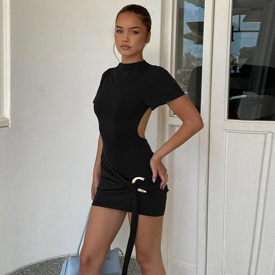 Damen Figurbetontes Kleid mit Drapierung und Schlaufe EB