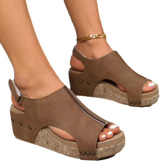 Damen sommerliche Keil-Pantoletten EB