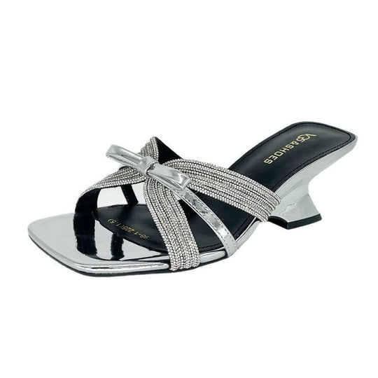 Damen elegante Sandaletten mit funkelndem Riemchen und stilvollem Blockabsatz EB