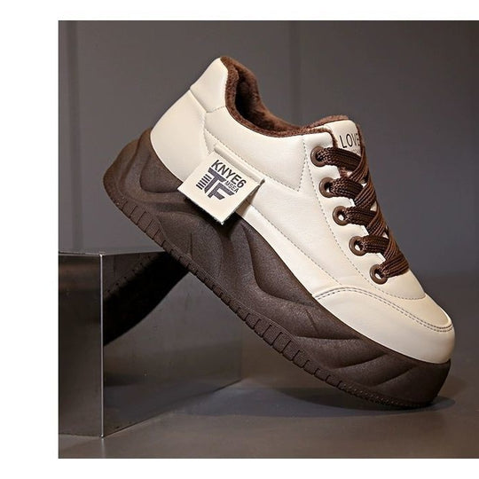Damen Fleecegefütterte Chunky Sneakers mit rutschfester Sohle und modischem Design EB