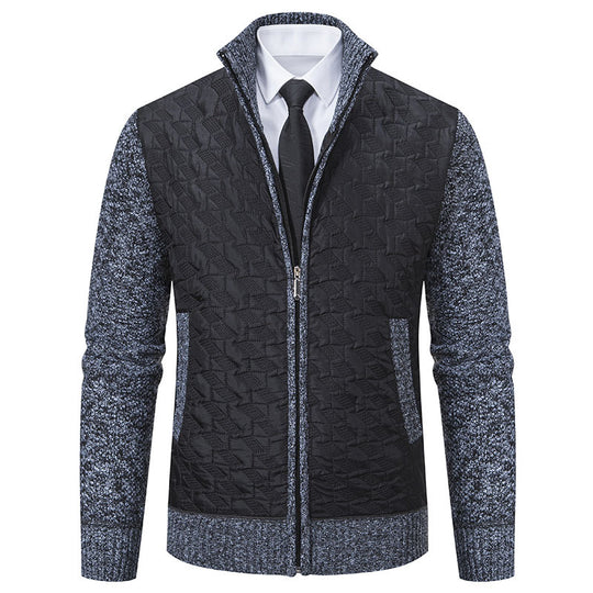 Herren stylische Steppjacke mit strukturiertem Obermaterial und hohem Kragen EB
