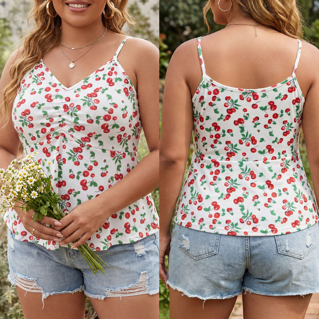 Damen, luftiges Blumenshirt mit Spaghettiträgern EB