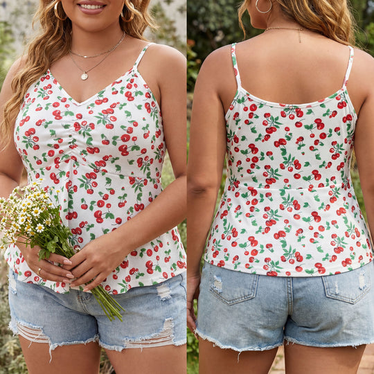Damen, luftiges Blumenshirt mit Spaghettiträgern EB