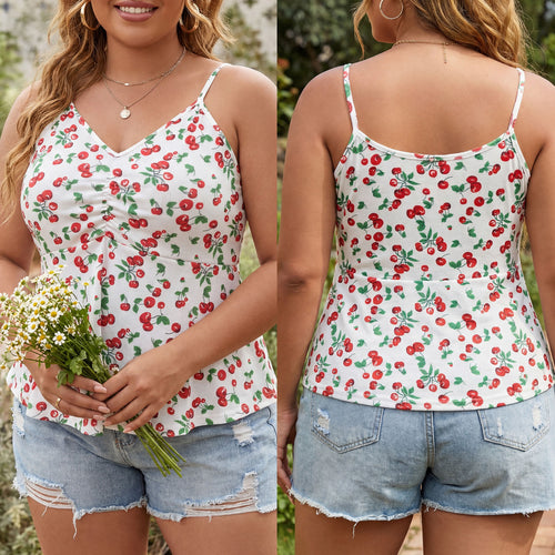 Damen, luftiges Blumenshirt mit Spaghettiträgern EB