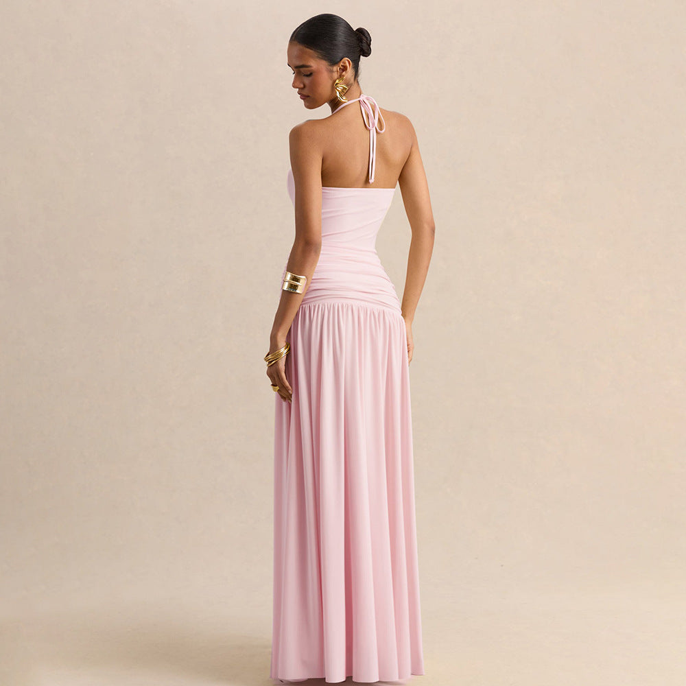Damen Elegantes Abendkleid mit Off-Shoulder-Design und Fließendem Cape EB