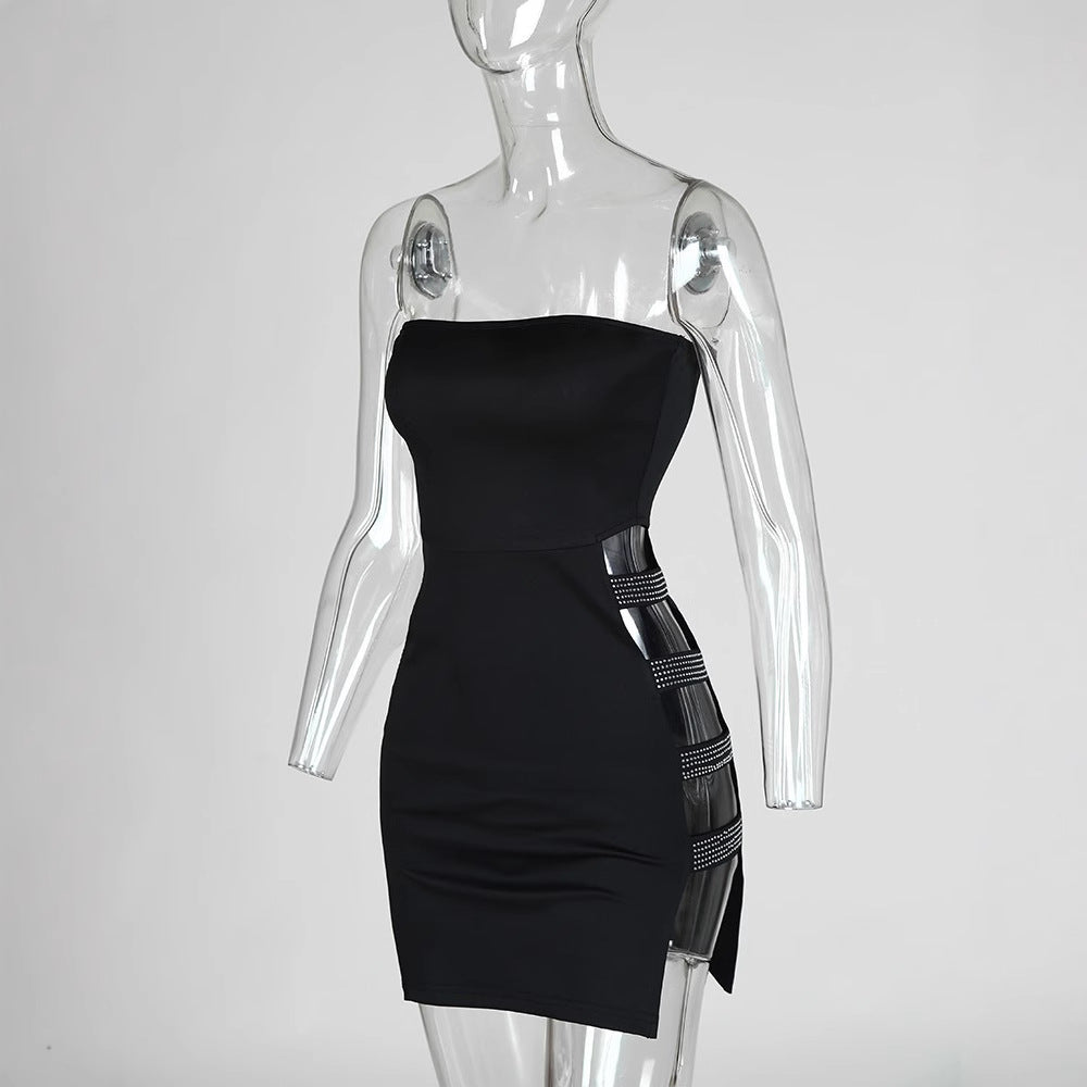Damen figurbetontes Minikleid mit transparenten Seiteneinsätzen EB