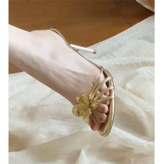 Damen elegante Sandalen mit floraler Verzierung EB
