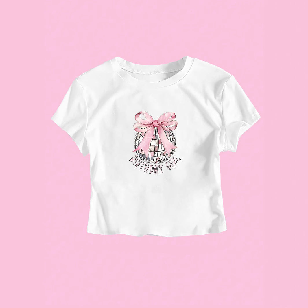 Damen Crop-T-Shirt mit festlichem Geburtstagsthema EB