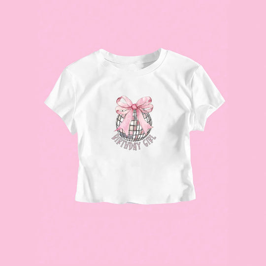 Damen Crop-T-Shirt mit festlichem Geburtstagsthema EB