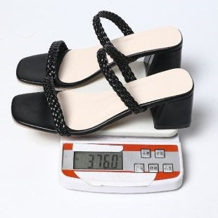 Damen Elegante und geflochtene Blockabsatz-Sandalen EB