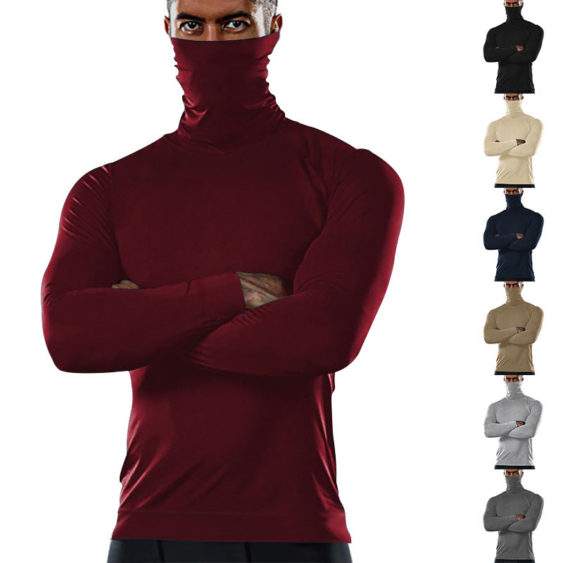 Herren funktionales Langarmshirt mit hohem Kragen und feuchtigkeitsregulierendem Material EB