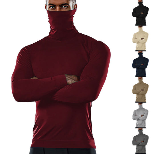 Herren funktionales Langarmshirt mit hohem Kragen und feuchtigkeitsregulierendem Material EB