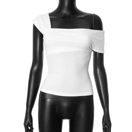 Damen modernes asymmetrisches Oberteil mit trendigem One-Shoulder-Design EB