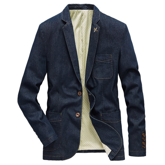 Herren Denim-Sakko im taillierten Casual-Schnitt mit aufgesetzten Taschen und Reverskragen EB